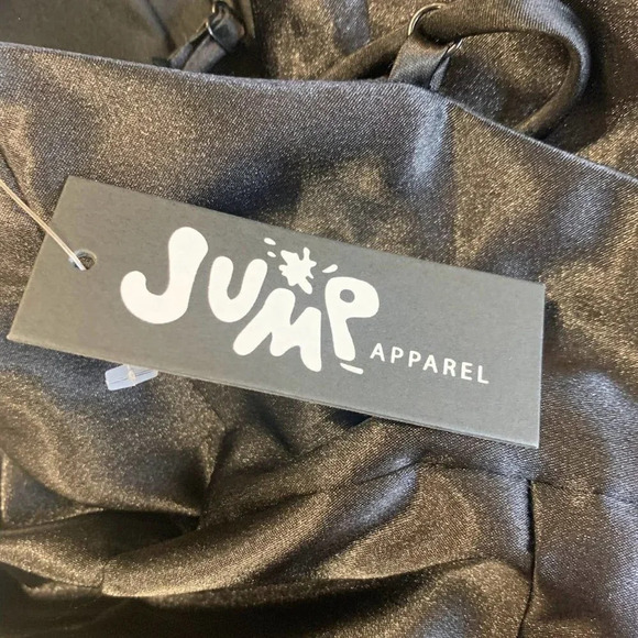 Jump Apparel Nordstrom Black Satin V-Neck Cross Back Mini Dress Size 3/4 NWT - Picture 8 of 14